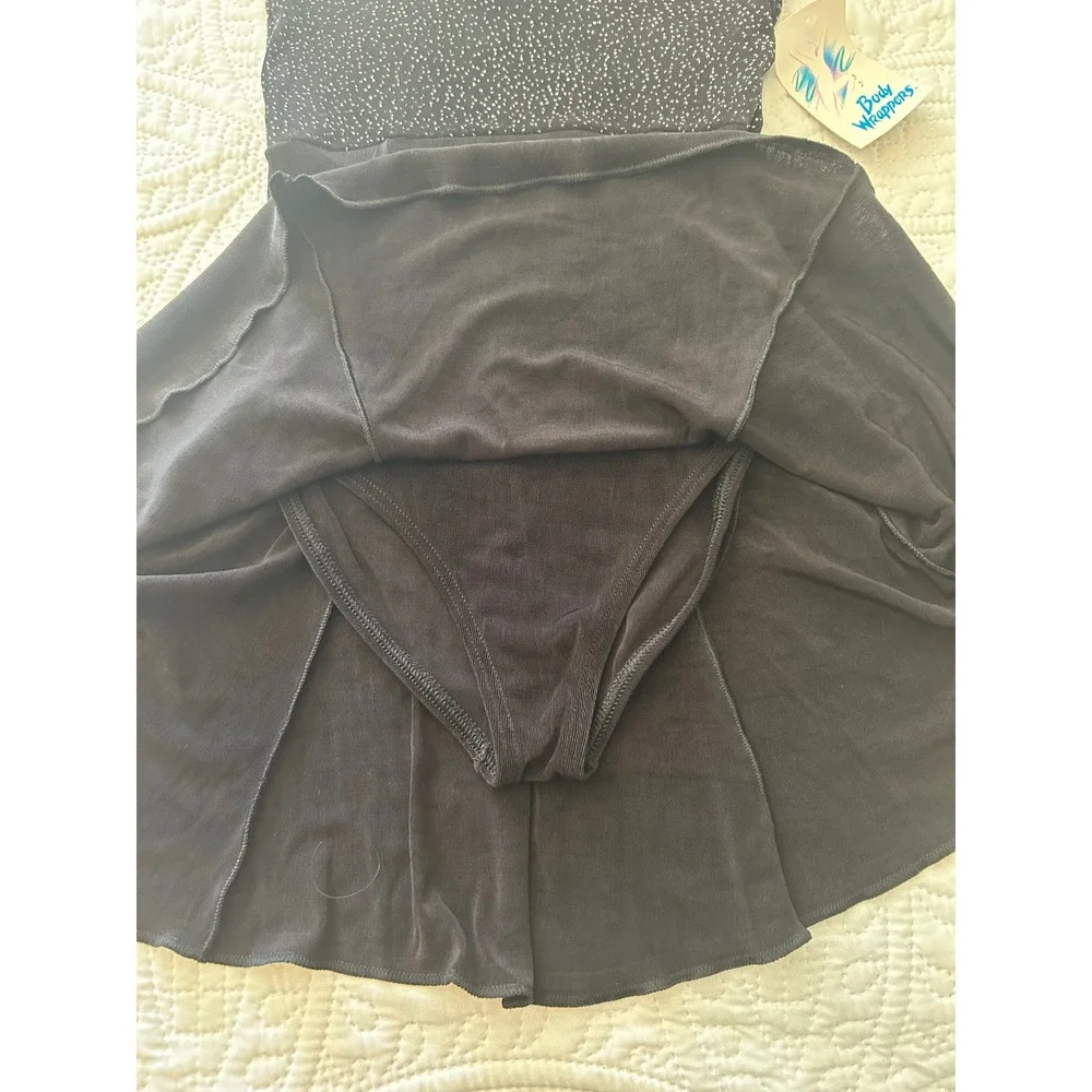 Vintage Body Wrappers Preteen Black Glitter Slinky Slip Dance Dress Leotard NEW